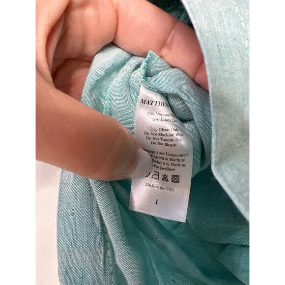 NWT Matthew Bruch Button Pleated Linen Short Women's Seafoam Size: XS - Picture 7 of 9